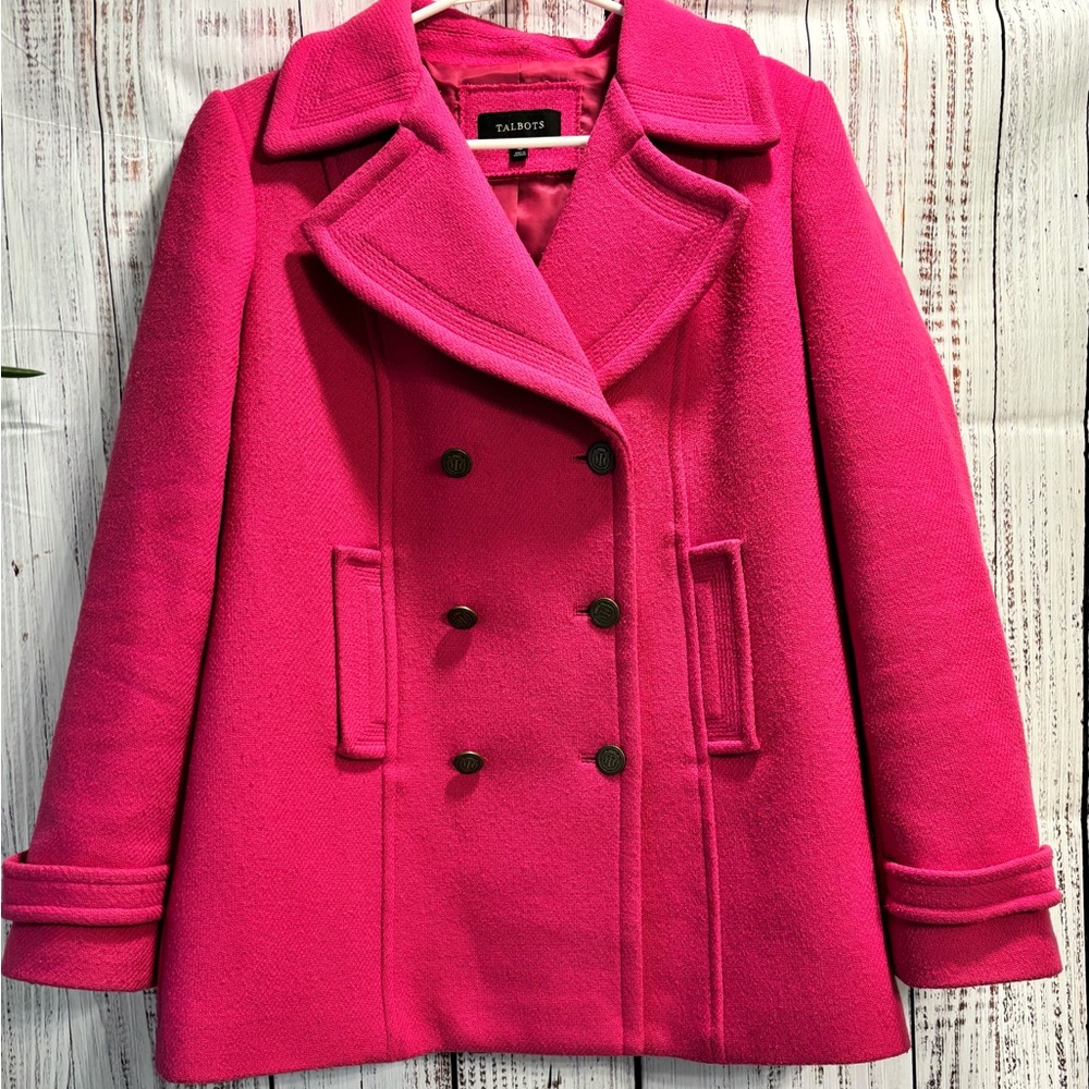 Talbots Women's Vibrant Pink Pea Coat
